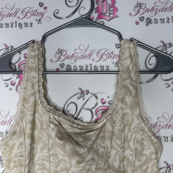 White House black market tank top beige lace trim Lacie cream beige white - Picture 7 of 7